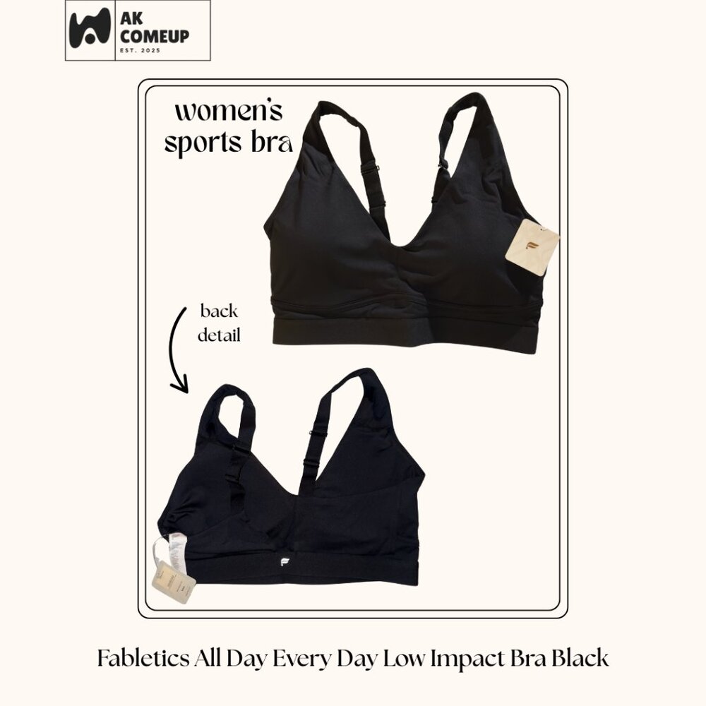 Fabletics All Day Every Day Low Impact Bra Black